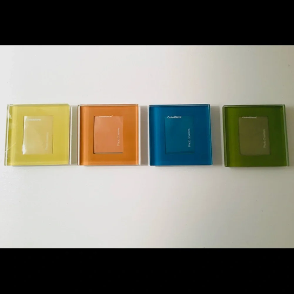 CRATE & BARREL GLASS PHOTO AND ART COASTERS
